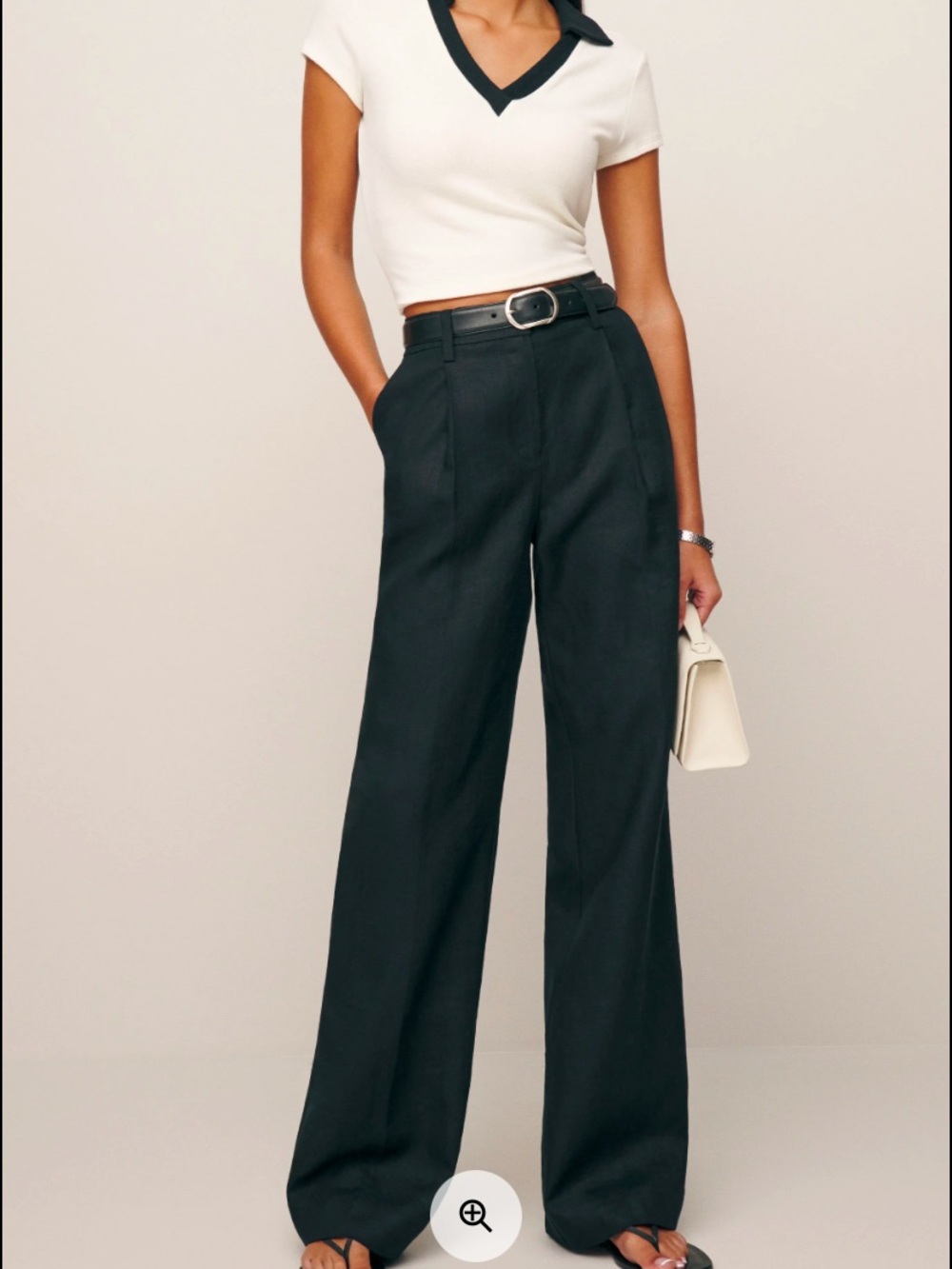 REFORMATION Mid-Rise Wide Leg Trousers in Black